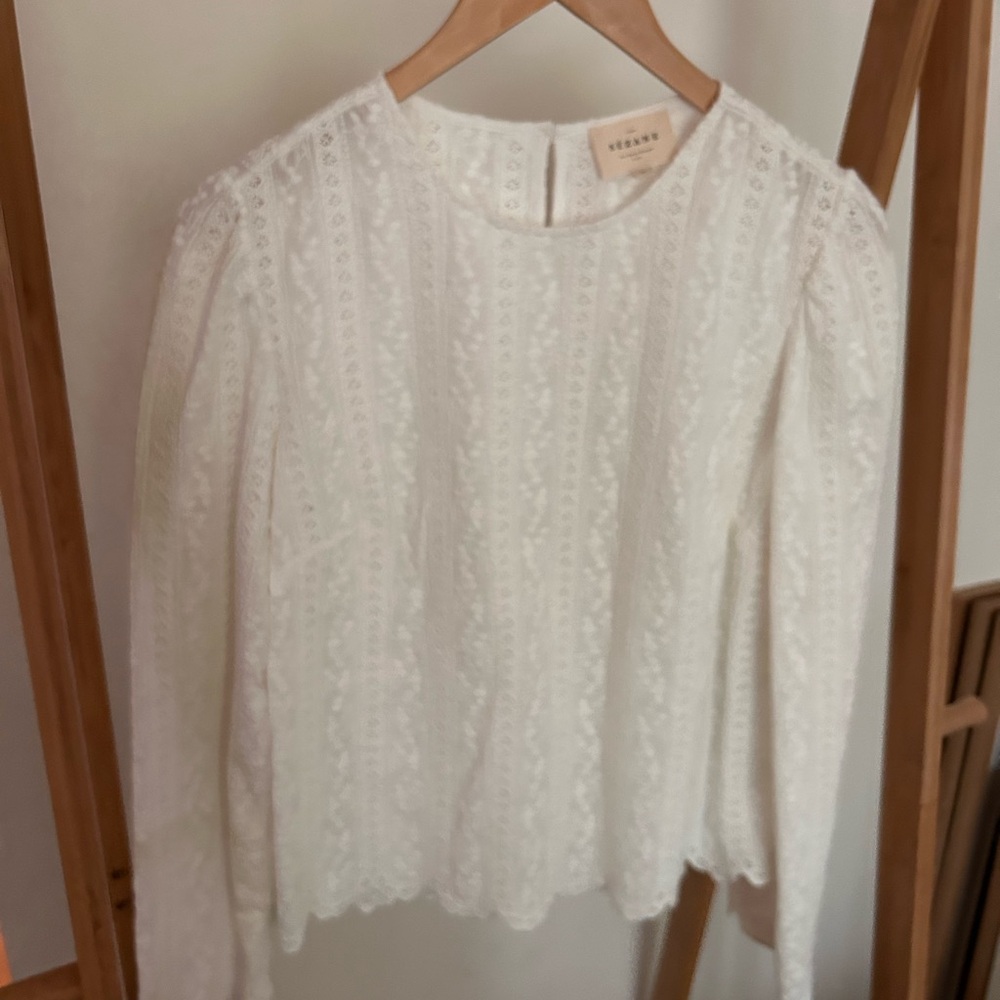 Sezane Abey Blouse- White Lace Women's Top